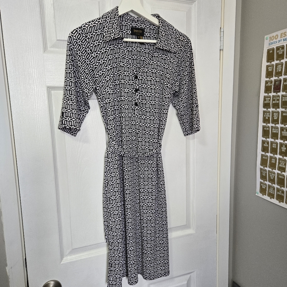 Laundry by Design Black and White Midi Dress